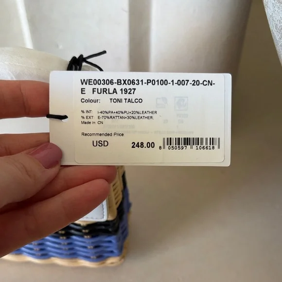 Furla Mini Top-Handle Bag in White, Black and Blue - Picture 5 of 10